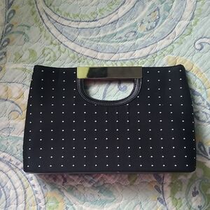 Stylish Black Clutch with Silver Handle